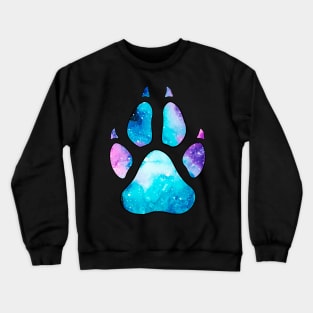 Watercolor Galaxy Wolf Paw Print Crewneck Sweatshirt